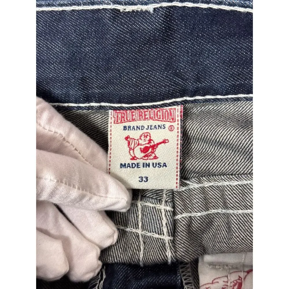 New True Religion Jeans 33 x 33 Mens Ricky Flap Pocket Relaxed Straight Fit